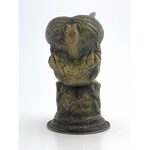 188 - A novelty brass inkwell, circa 1880, realistically modelled as a walrus head, mouth open, 10.5cm hig... 