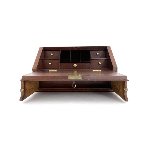 197 - A 19th Century flame mahogany stationery compendium, in the form of a Georgian bureau, fall-front wi... 