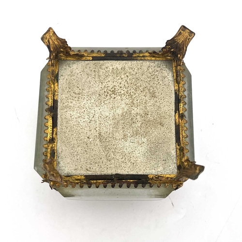 201 - A French Palais Royal glass and gilt mounted jewel casket, reverse printed with Exposition Maritime ... 