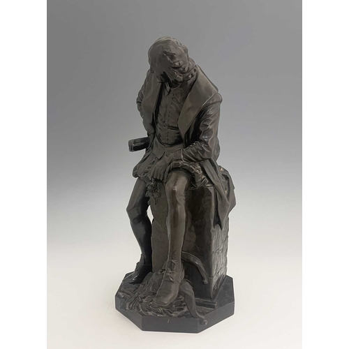 219 - A 19th century bronzed plaster sculpture, modelled as Shakespeare, hexagonal base, 45cm high