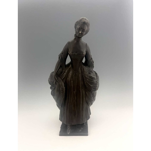 235 - Leo Laporte-Blairsy (French 1865-1923). A bronze figure of a lady in 18th century style dress, holdi... 