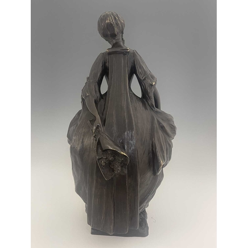 235 - Leo Laporte-Blairsy (French 1865-1923). A bronze figure of a lady in 18th century style dress, holdi... 