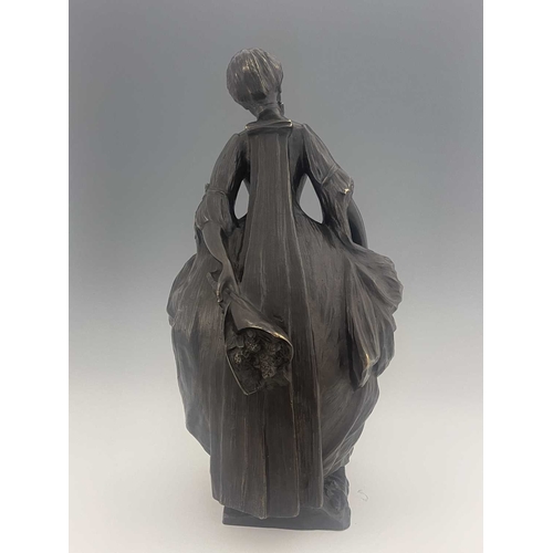 235 - Leo Laporte-Blairsy (French 1865-1923). A bronze figure of a lady in 18th century style dress, holdi... 