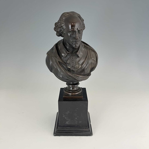 237 - F Berbedienne, a bronze bust of William Shakespeare, 19th century, foundry and foundry mark Reductio... 