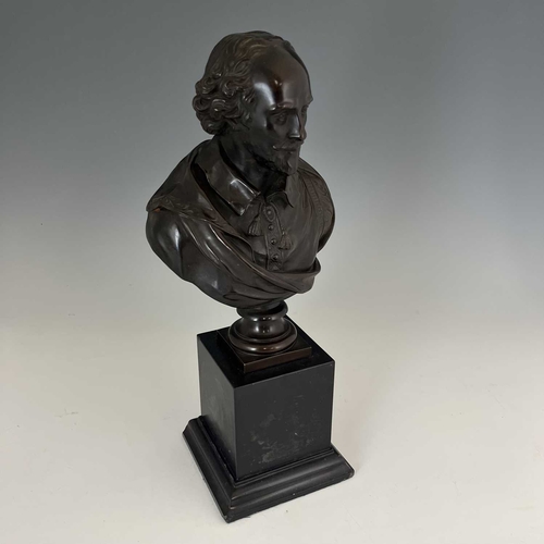 237 - F Berbedienne, a bronze bust of William Shakespeare, 19th century, foundry and foundry mark Reductio... 