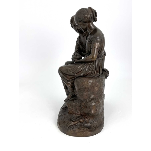 240 - Charles Cumberworth (1811-1852), a bronze sculpture Paul and Virginia, modelled as a boy and girl, 3... 