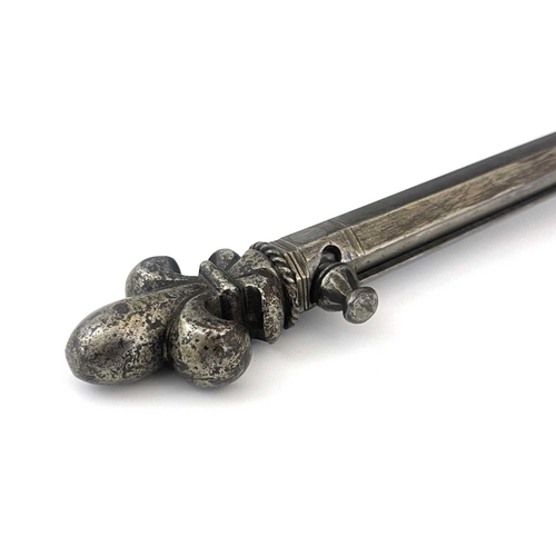 244 - A 16th century steel officer's sceptre or baton de comande, French, the mace type end with coronet a... 