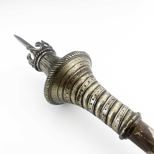 244 - A 16th century steel officer's sceptre or baton de comande, French, the mace type end with coronet a... 