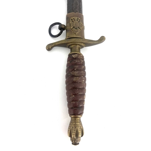 248 - A Yugoslavian WWII Army Officers dagger, 1939 model, leather bound handle, brass fittings, 38cm long