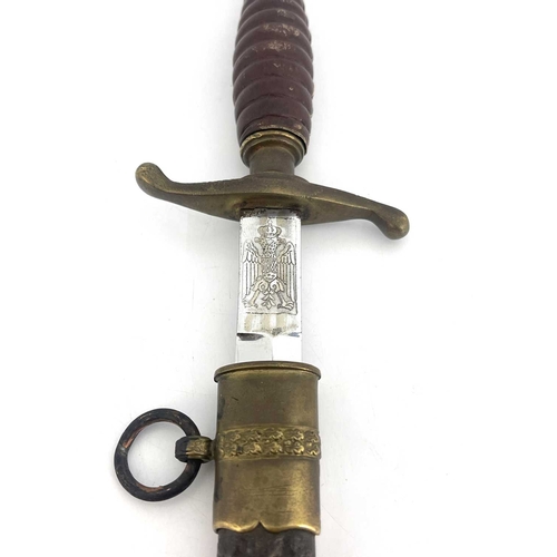 248 - A Yugoslavian WWII Army Officers dagger, 1939 model, leather bound handle, brass fittings, 38cm long