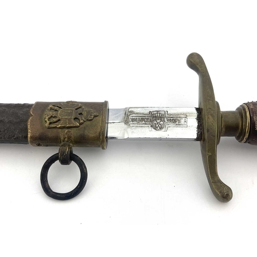 248 - A Yugoslavian WWII Army Officers dagger, 1939 model, leather bound handle, brass fittings, 38cm long