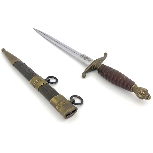 248 - A Yugoslavian WWII Army Officers dagger, 1939 model, leather bound handle, brass fittings, 38cm long