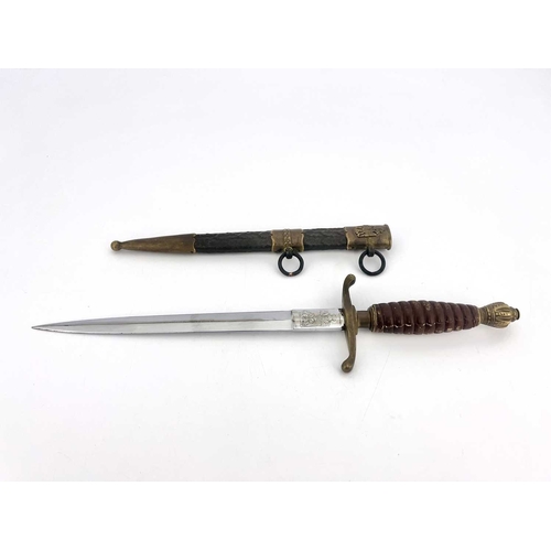 248 - A Yugoslavian WWII Army Officers dagger, 1939 model, leather bound handle, brass fittings, 38cm long