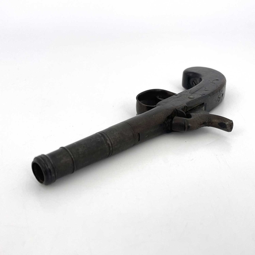 279 - An early 19th century English percussion cap pocket pistol by Stanton of London, three stage cannon ... 