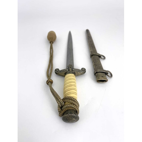 280 - Third Reich German Army (Heer) Officer's dress dagger, housed in hammered scabbard and portepee knot... 