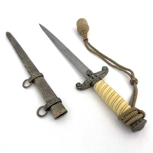 280 - Third Reich German Army (Heer) Officer's dress dagger, housed in hammered scabbard and portepee knot... 