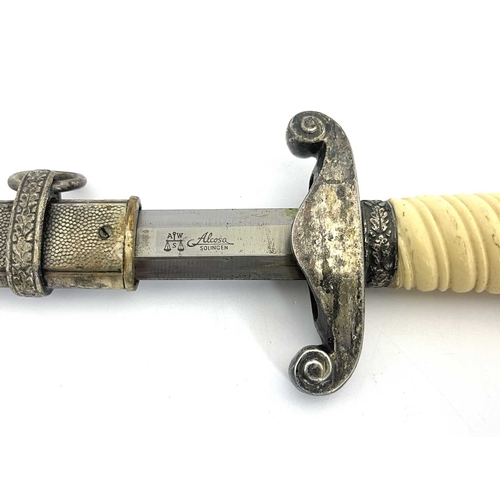 280 - Third Reich German Army (Heer) Officer's dress dagger, housed in hammered scabbard and portepee knot... 