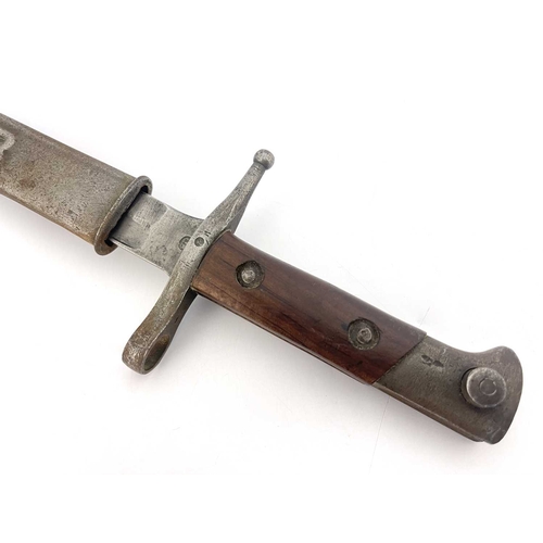 281 - An Italian M1891 Carcano 'Special Troops' knife bayonet by Fabbrica D'Armi Di Terni, two piece woode... 