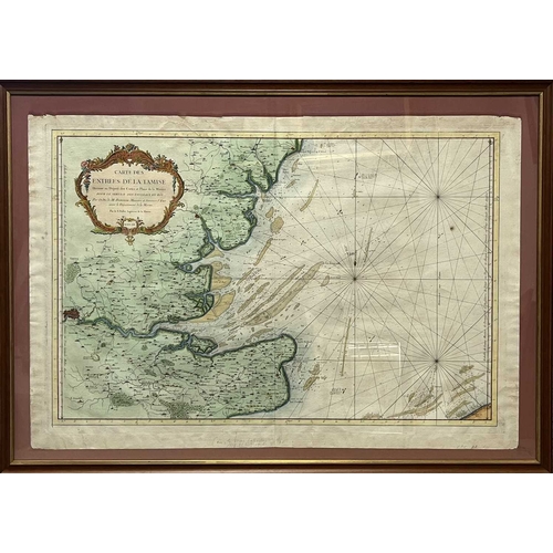 303 - Jacques-Nicolas Bellin (French, 1703-1772), 'Cartes des Entrees de la Tamise....', coloured marine m... 