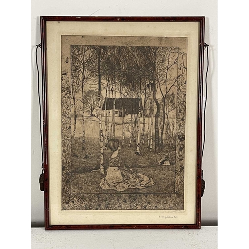 310 - Heinrich Vogeler (German, 1872-1942), 'Fruhling' (1896), signed l.r., etching, 31 by 23cn, framed