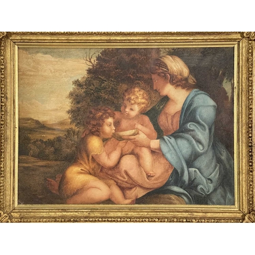 325 - After Ludovico Carracci, 'Madonna & Children', titled verso, watercolour and bodycolour, 23 by 31cm,... 