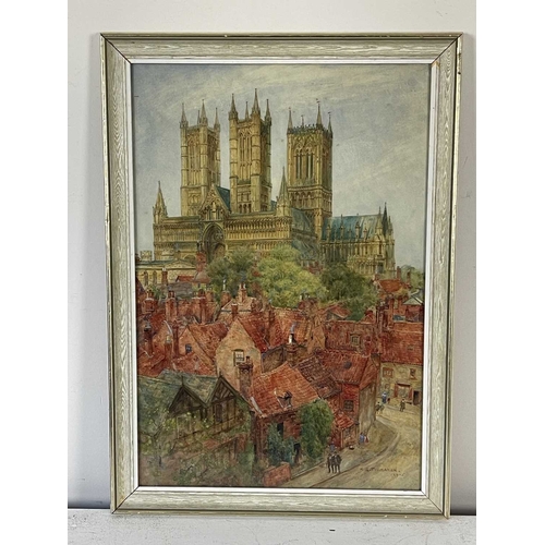 330 - Henry Edward Tidmarsh (British, act.1880-1927), Lincoln Cathedral, signed and dated 1915 l.r., water... 