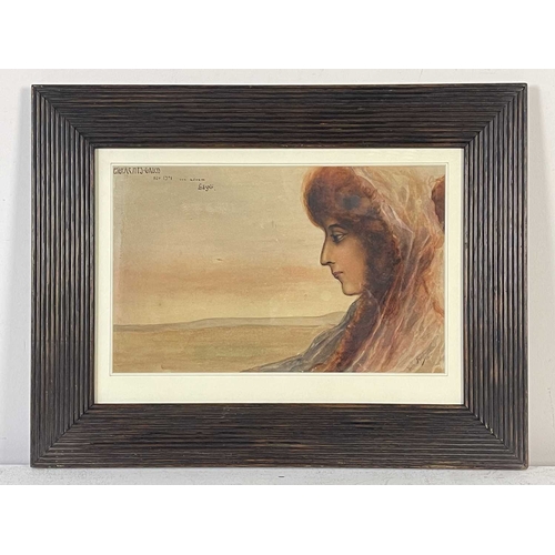 331 - Wilhelm Trubner (German, 1851-1917), Art Nouveau lady in profile, signed and dated 1900 l.r., titled... 