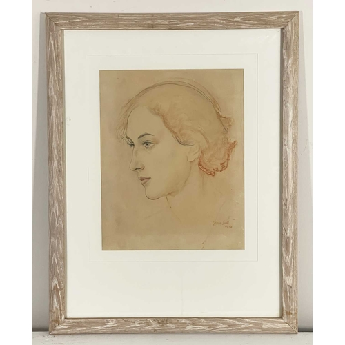 353 - Imre Goth (Hungarian/British, 1893-1982), portrait of an auburn-haired beauty in profile, signed and... 