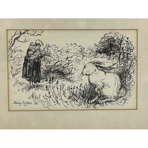 359 - Shirley Hughes (British, 1927), Hare and Woman with Child, illustration, signed and dated 1976 l.l.,... 