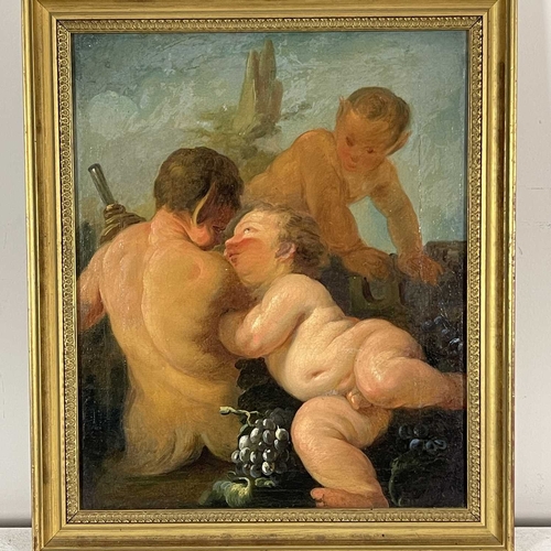 362 - Manner of Antonio Bellucci, a group of putti, oil on canvas, 45 by 37cm, framed