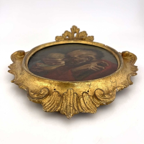 365 - Circle of Giovanni Battista Piazzetta, San Filippo and infant, oil on canvas, oval, 24 by 19cm, gilt... 