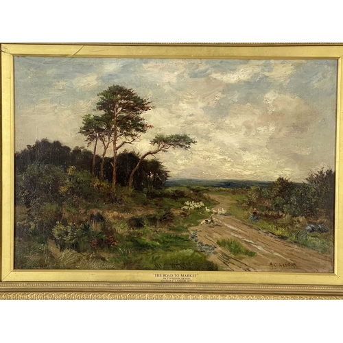 383 - Arthur C. Landor (British, late 19th Century), 'The Road to Market, Nr Tiverton, Devon', signed l..r... 