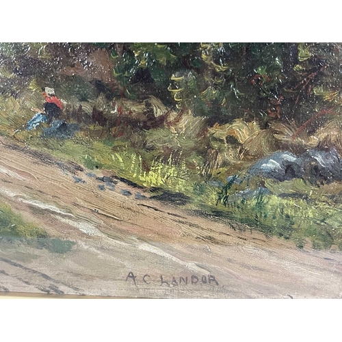 383 - Arthur C. Landor (British, late 19th Century), 'The Road to Market, Nr Tiverton, Devon', signed l..r... 