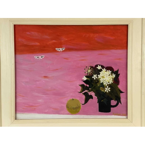 404 - Mary Fedden R.A. (British, 1915-2012), 'Jasmine & Moths (Pink)', signed and dated 1988 l.r., titled ... 