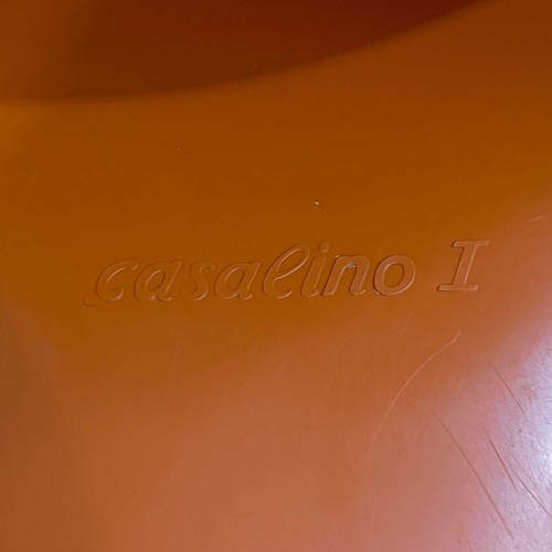 433 - Alexander Begge, a pair of Casalino I childrens chairs, moulded orange plastic (2)