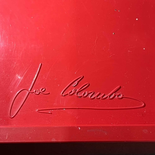 434 - Joe Colombo, a Modernist B Line Boby Trolley, red plastic, three swing drawers, facsimile signature,... 