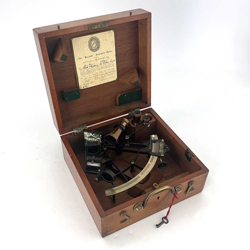 440 - A Hezzanith Observatory Heath & Co sextant, circa 1928, No.X541, black enamelled and brass, in a fit... 