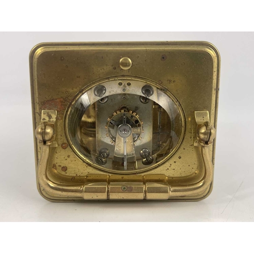 442 - Jacot, Paris, a repeating carriage clock, early 20th Century, gilt metal corniche case with swing ha... 