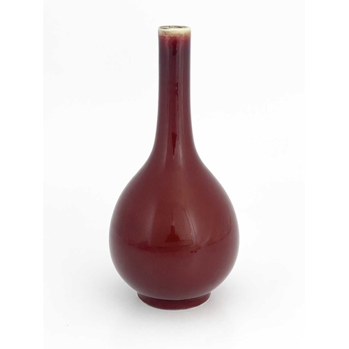 467 - A Chinese sang de boeuf porcelain bottle vase, ovoid gourd form, hares fur glaze, 29cm high