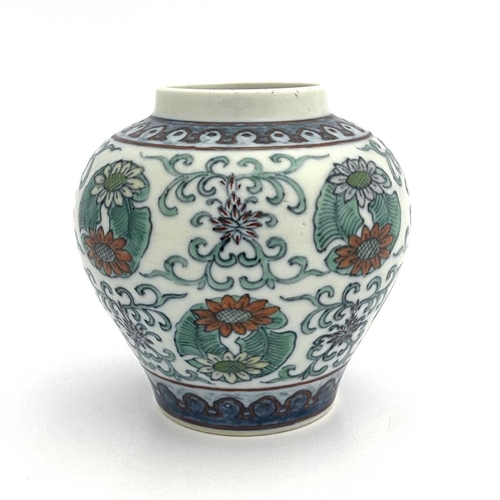 478 - A Chinese Doucai porcelain vase, Yongzheng mark and possibly of the period, squat inverse baluster f... 