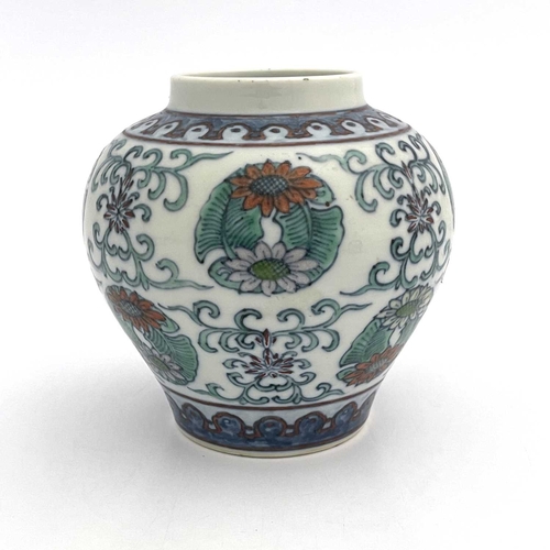 478 - A Chinese Doucai porcelain vase, Yongzheng mark and possibly of the period, squat inverse baluster f... 