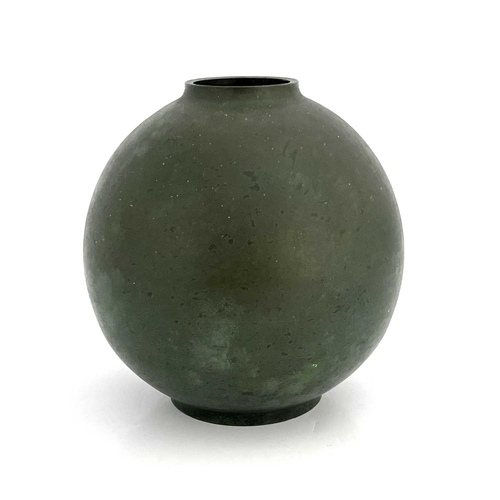 483 - A Japanese Meiji period bronze vase, globular form, signed to base, 19cm high