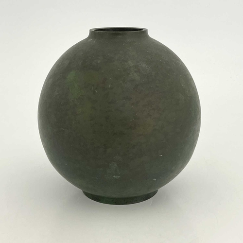 483 - A Japanese Meiji period bronze vase, globular form, signed to base, 19cm high