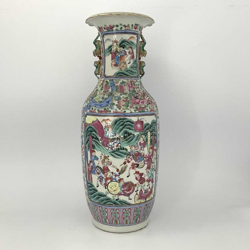 497 - A Chinese porcelain vase, Guangxu period, (1875-1908), profusely decorated with court scenes and att... 