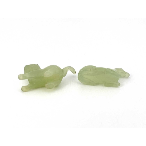 507 - Two Chinese carved jade figures of a cat and horse, pale opaque green, 6cm (2)