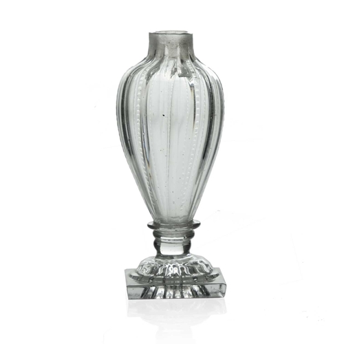 517 - An Anglo-Irish glass cruet bottle, circa 1780, inverse baluster form, optic moulded vertical ridges ... 