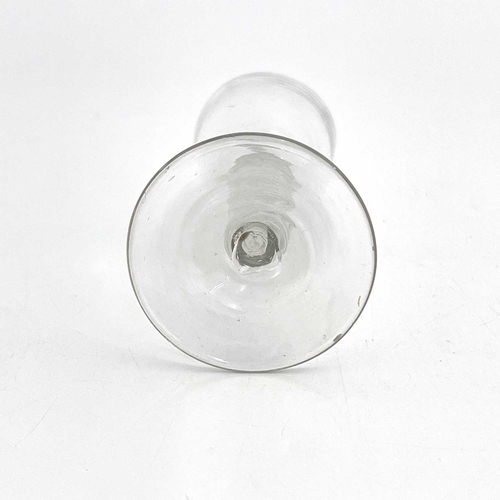 526 - An opaque twist wine glass, circa 1760, the round funnel bowl on a double series multi strand spiral... 