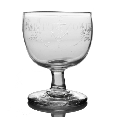 531 - Nelson Battle of Trafalgar interest, an early 19th century commemorative glass rummer, the rounded b... 