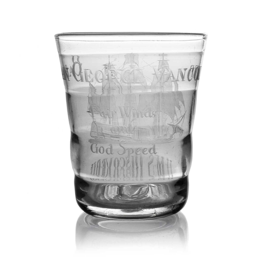 532 - Historical Exploration Interest, an 18th century Lynn glass beaker, circa 1790, engraved for Captain... 