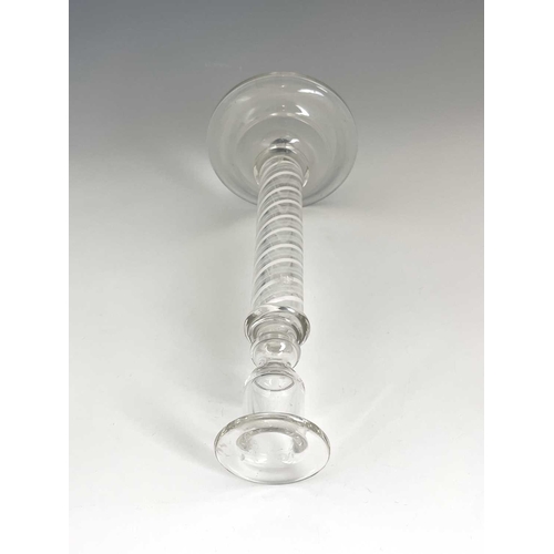 533 - A large opaque twist candlestick, circa 1880, hollow column form with alternating multi thread and s... 